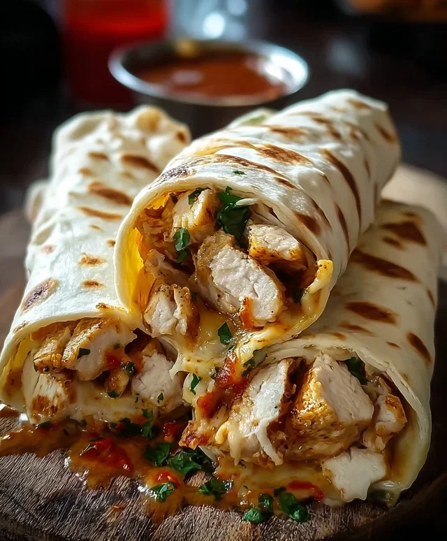 Cheesy Garlic Chicken Wraps
