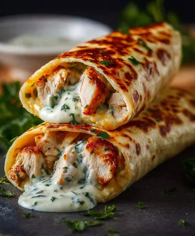 Low Carb Cheesy Garlic Chicken Wraps