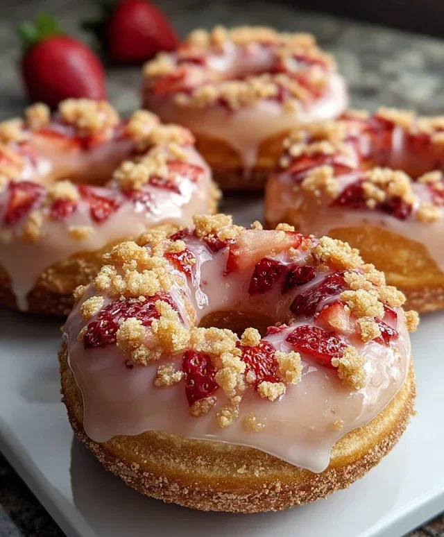Freshly Glazed Strawberry Crunch Donuts