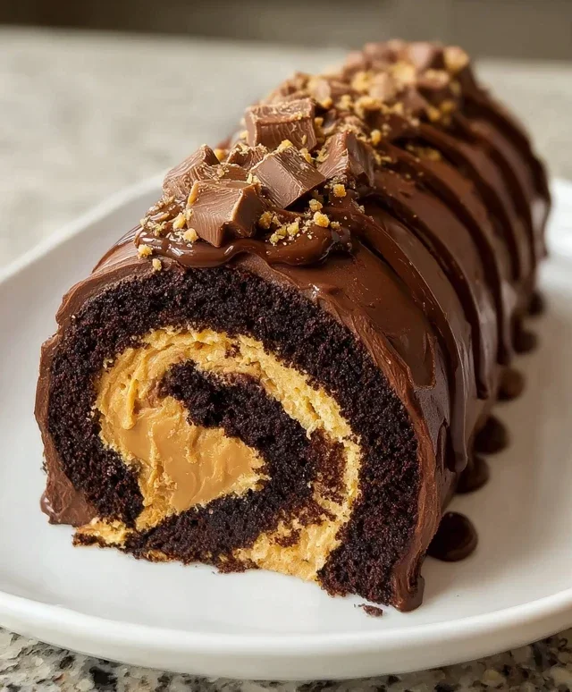 Peanut Butter Cup Chocolate Roll Cake