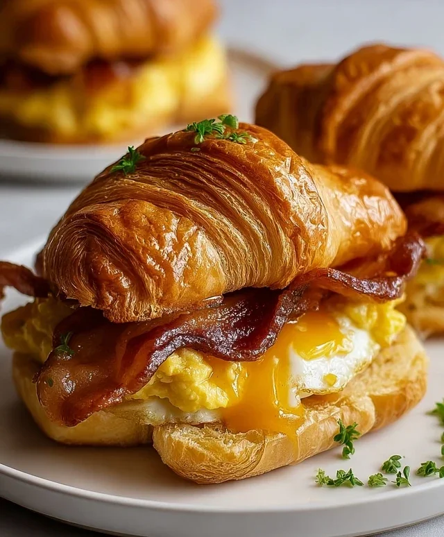 Killer Maple Mustard Croissant Breakfast Sandwiches