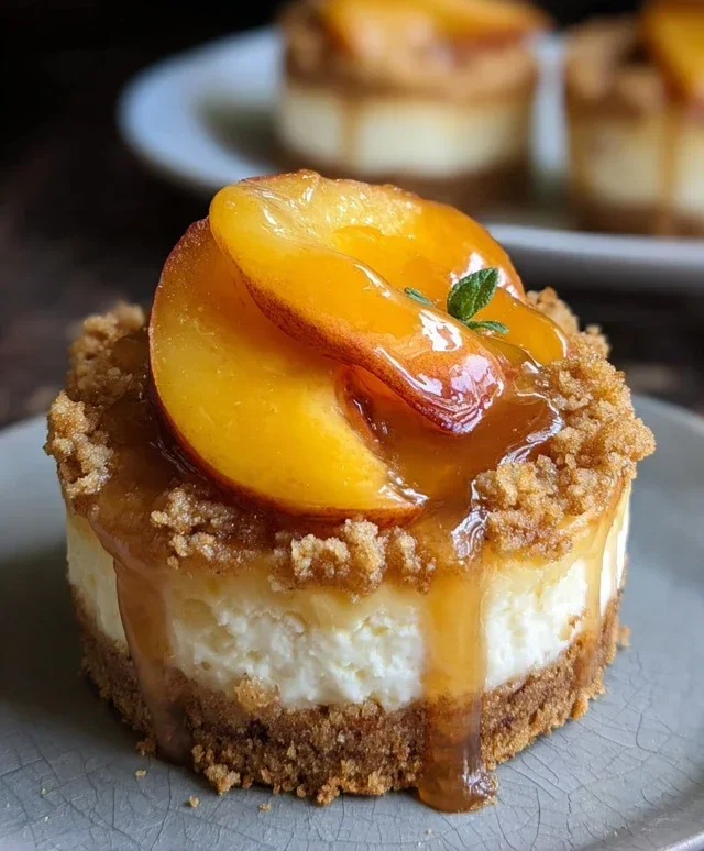 Stuffed Peach Cobbler Mini Cheesecake