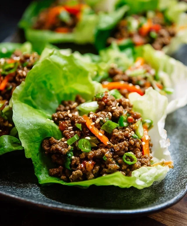 Asian Style Ground Beef Lettuce Wraps