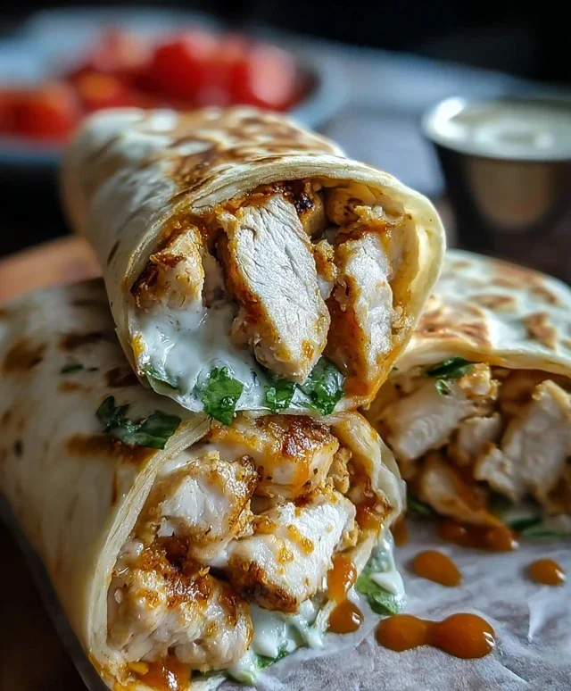 Cheesy Garlic Chicken Wraps