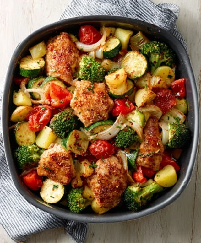 Air Fryer Chicken and Vegetables (in 15 minutes!)