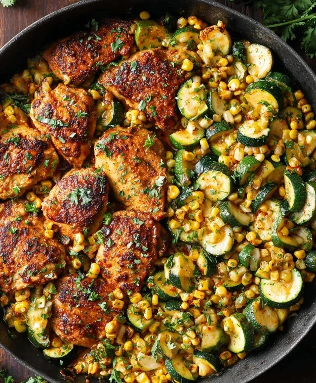 Garlic Butter Chicken with Zucchini and Corn - One-Pan, 30-Minute Meal