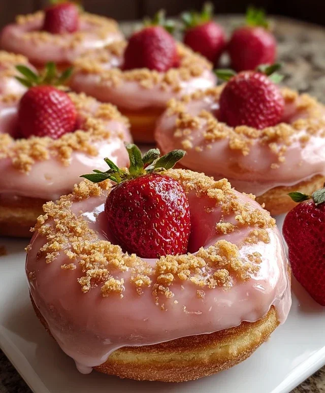 Freshly Glazed Strawberry Crunch Donuts