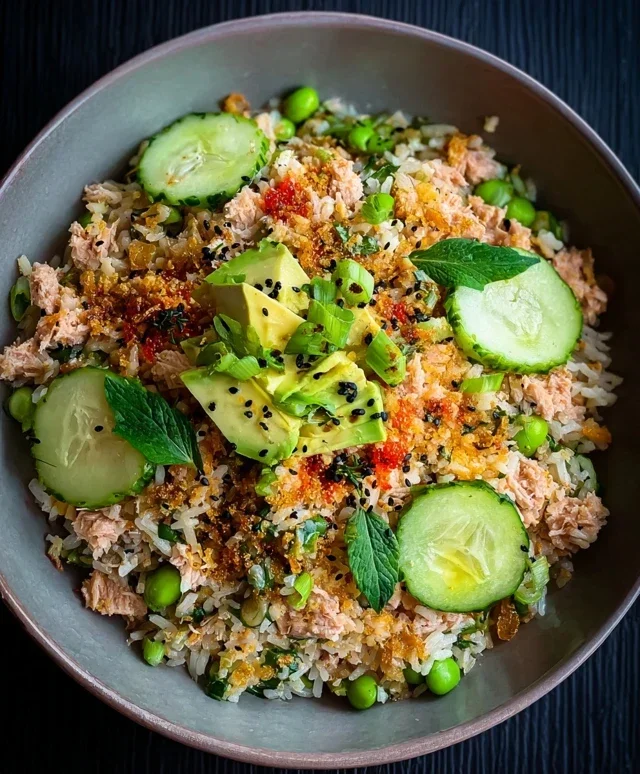 Tuna Avocado Crispy Rice Salad