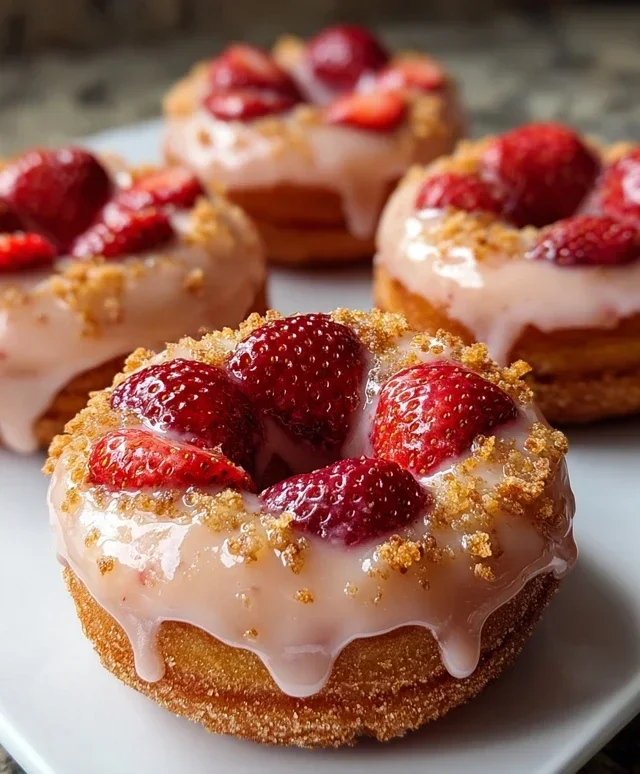 Freshly Glazed Strawberry Crunch Donuts