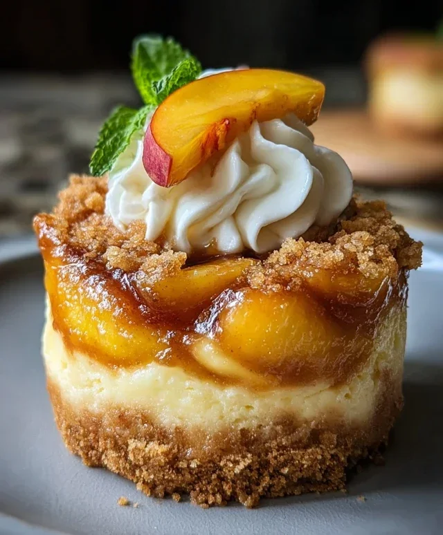 Stuffed Peach Cobbler Mini Cheesecake
