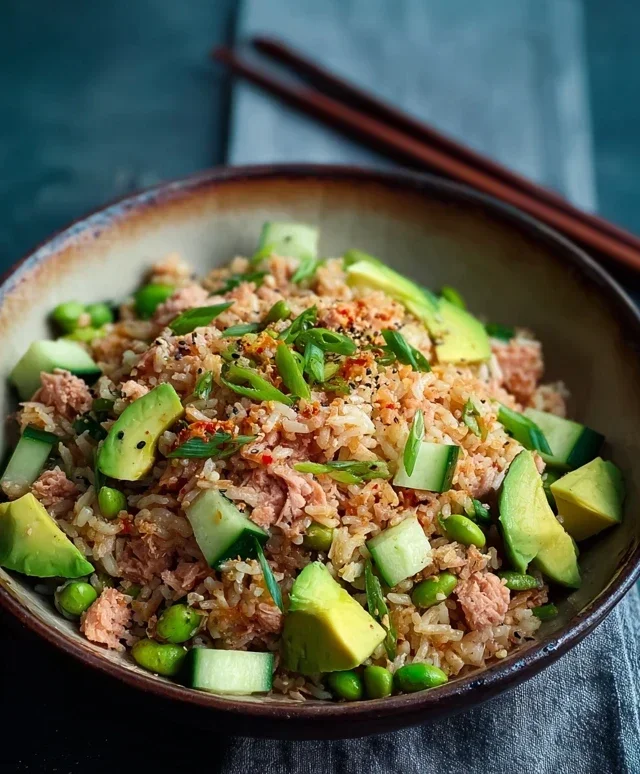 Tuna Avocado Crispy Rice Salad