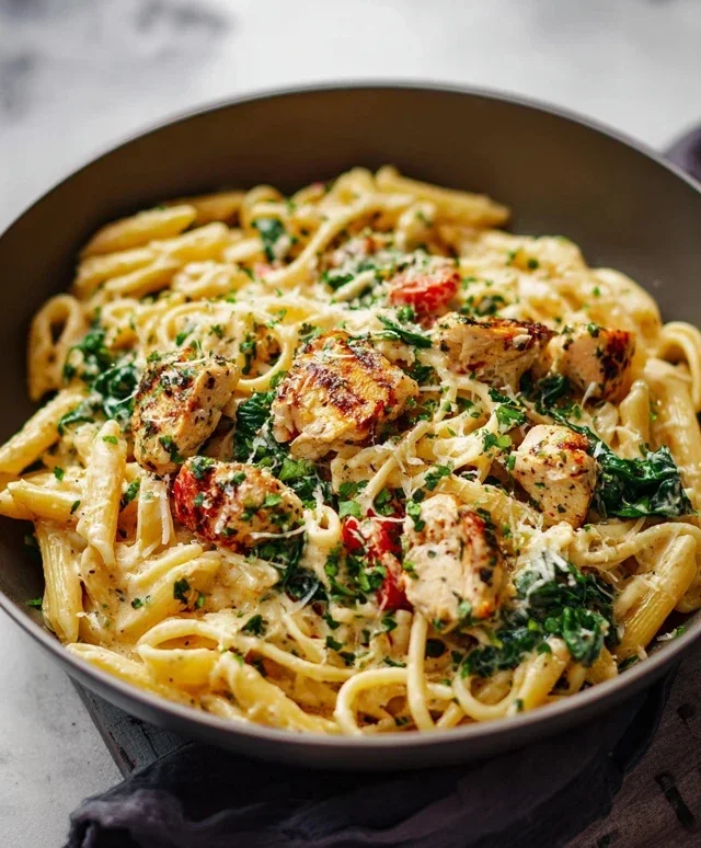 Healthy Garlic Parmesan Chicken Pasta