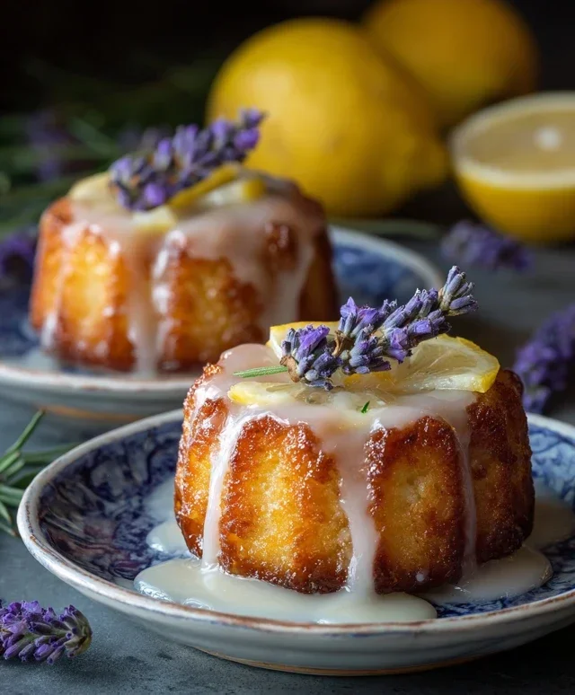 Mini Lemon Cakes With Lavender Glaze