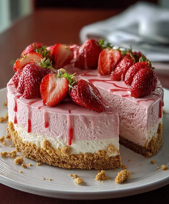 Pink Strawberry Crunch Cheesecake