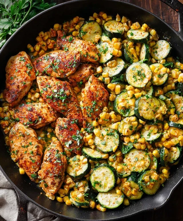 Garlic Butter Chicken with Zucchini and Corn - One-Pan, 30-Minute Meal