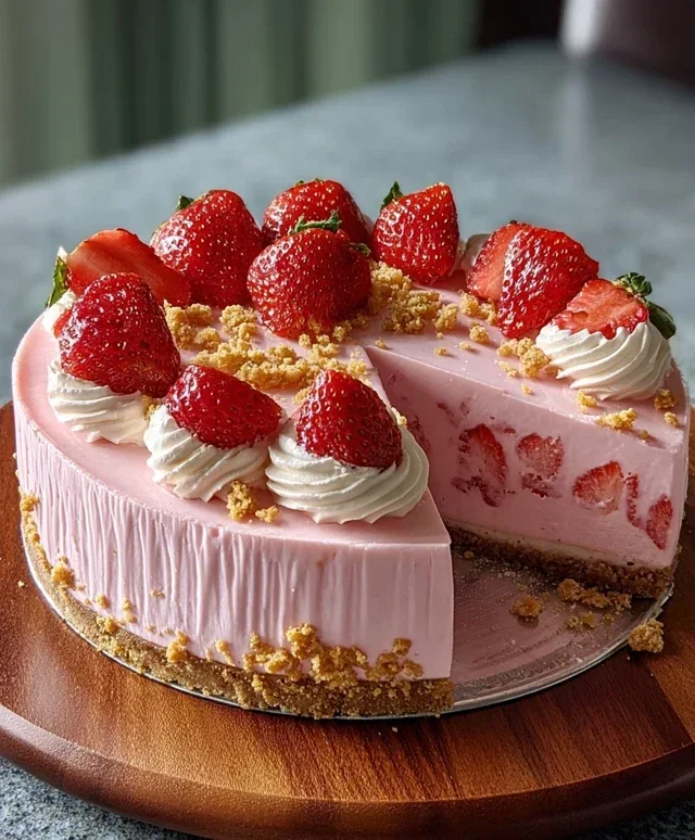 Pink Strawberry Crunch Cheesecake