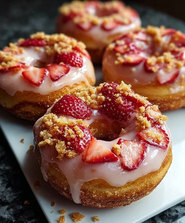 Freshly Glazed Strawberry Crunch Donuts