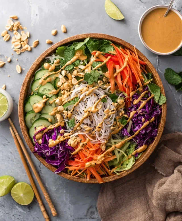 Spring Roll Salad with Peanut Dressing, gluten-free