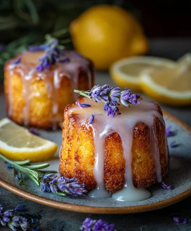 Mini Lemon Cakes With Lavender Glaze