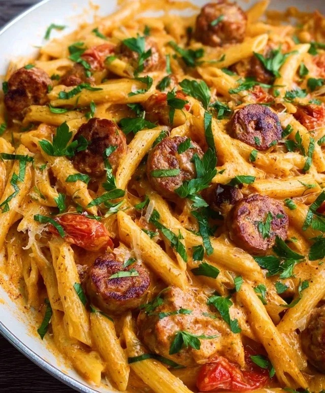 One Pot Creamy Cajun Sausage Pasta (30-Minutes)