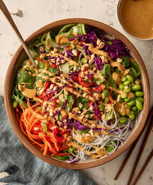 Spring Roll Salad with Peanut Dressing, gluten-free