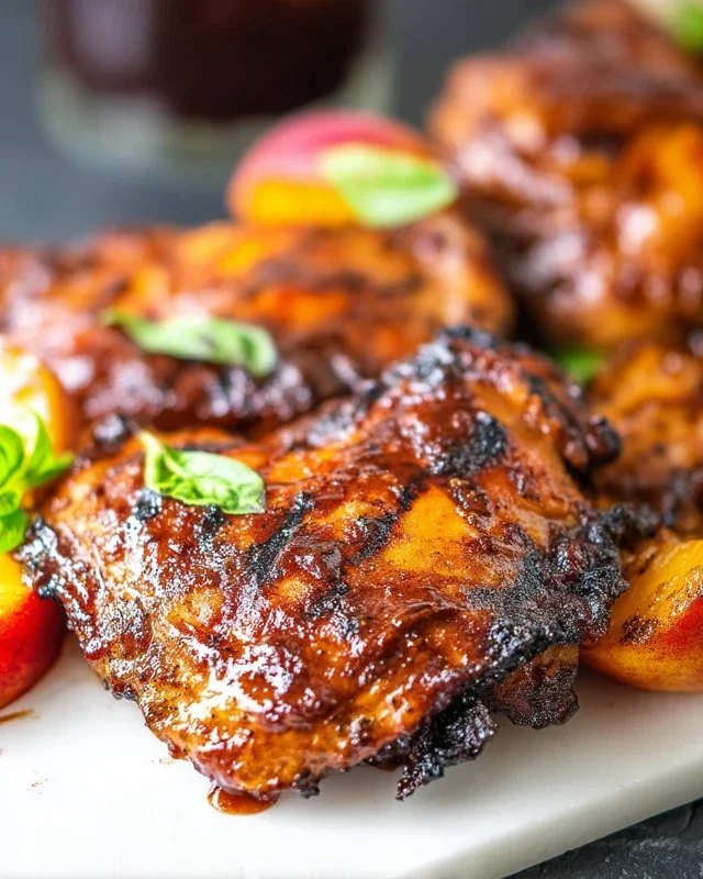 Grilled Bourbon Extract Extract Peach BBQ Chicken