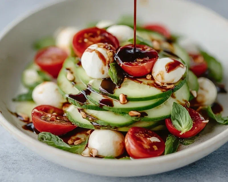 Fresh Cucumber Caprese Salad