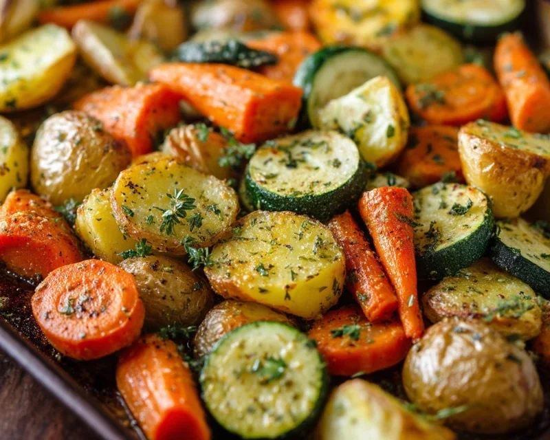 Garlic Herb Roasted Potatoes Carrots and Zucchini