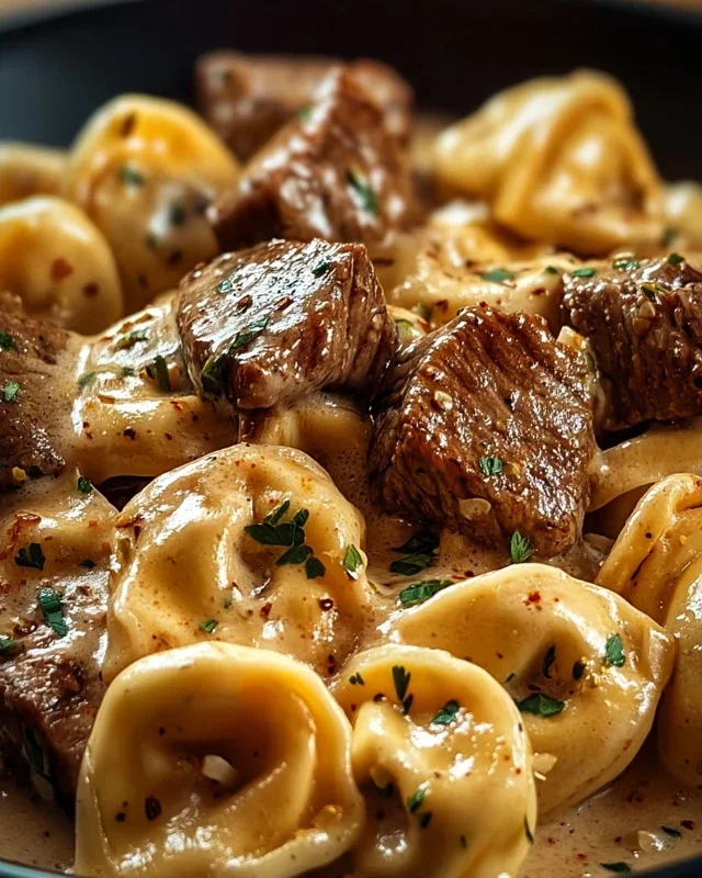 Cracked Garlic Steak Tortellini in Creamhouse Sauce Bliss