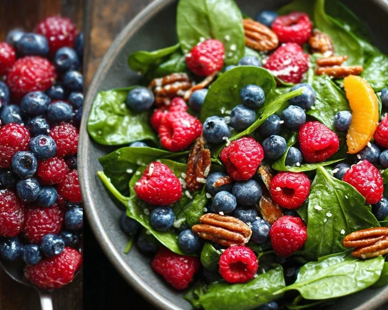 Berry Spinach Salad with Blueberries and Raspberries
