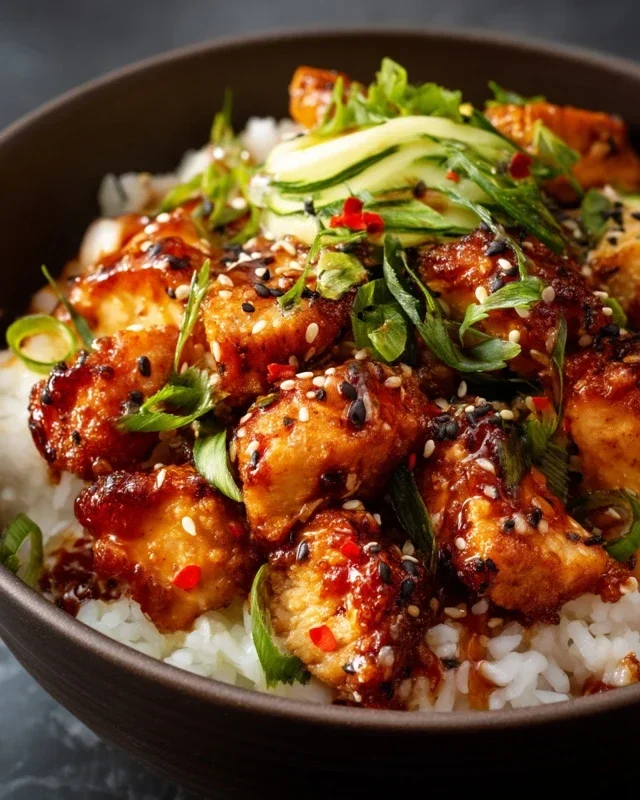Spicy Honey-Gin Extract Extractger Chicken Bowls with Yum Yum Sauce