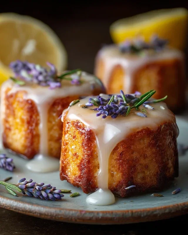 Mini Lemon Cakes With Lavender Glaze