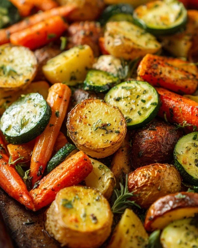 Garlic Herb Roasted Potatoes Carrots and Zucchini