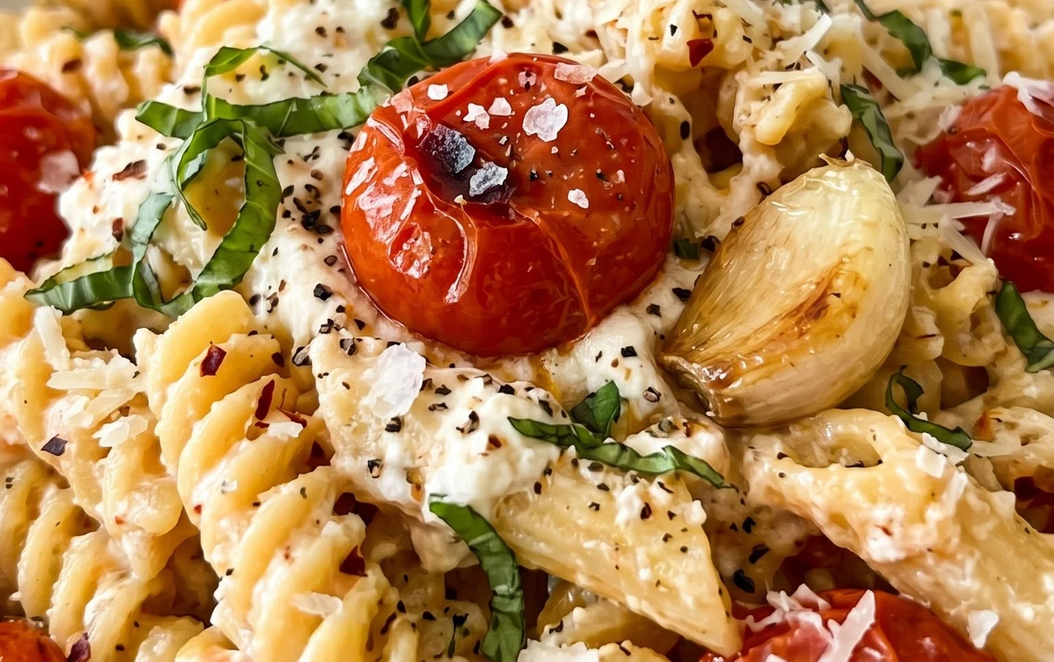 Roasted Tomato and Garlic Ricotta Pasta