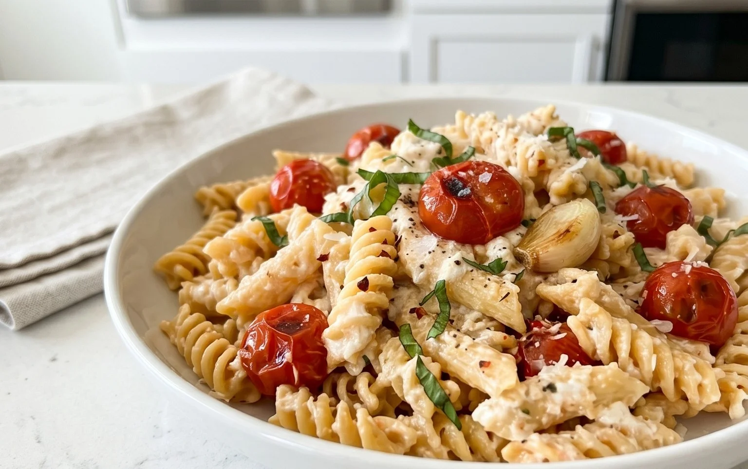 Roasted Tomato and Garlic Ricotta Pasta