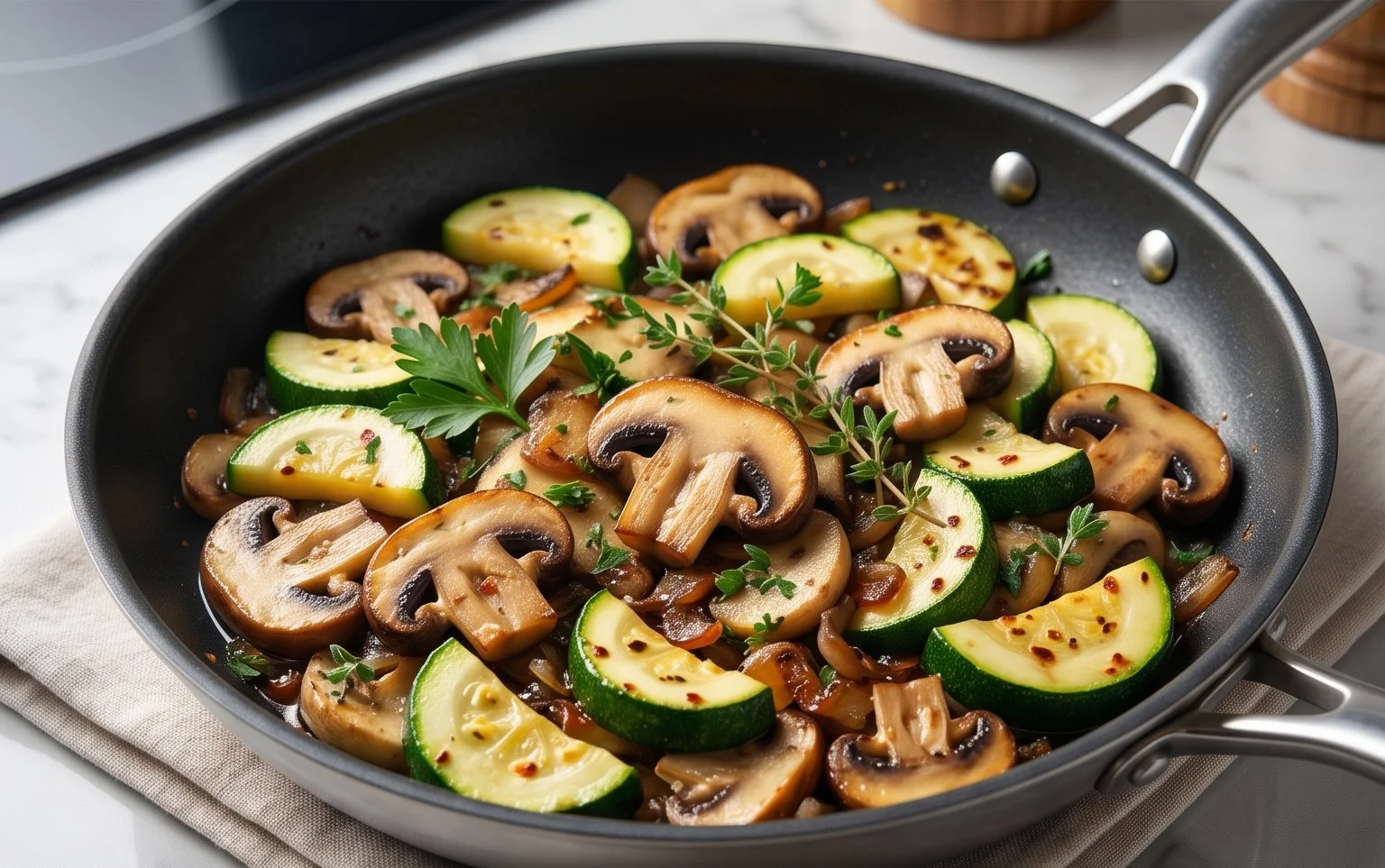 Skillet Zucchini and Mushrooms