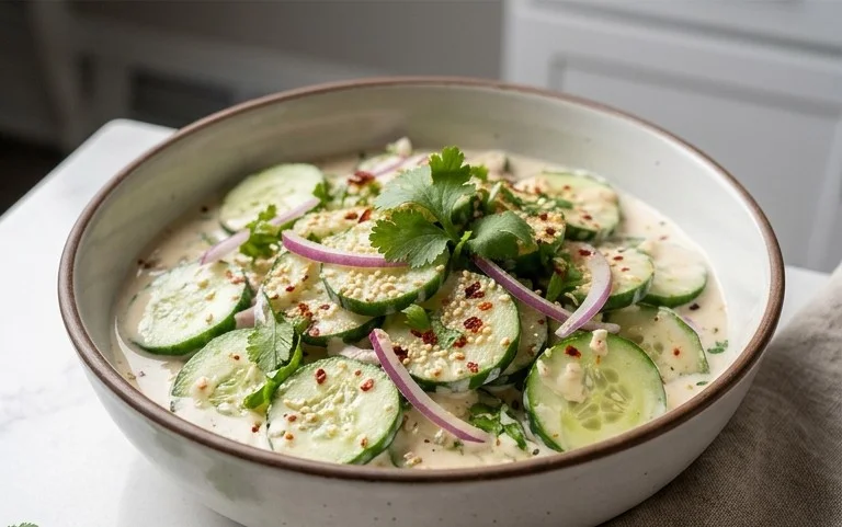 Creamy Asian Cucumber Salad Bowl
