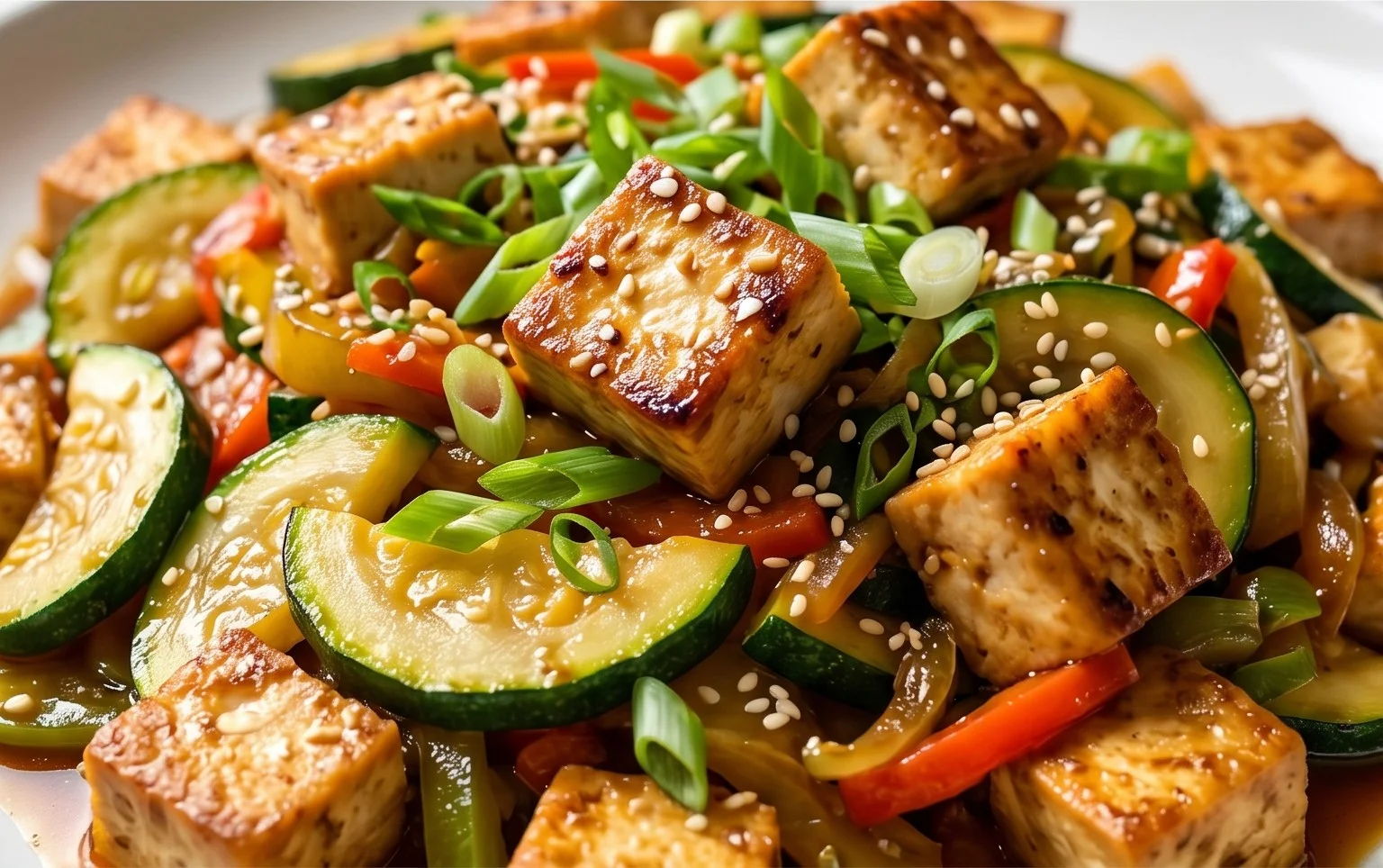 Zucchini Stir Fry With Tofu (Vegan)