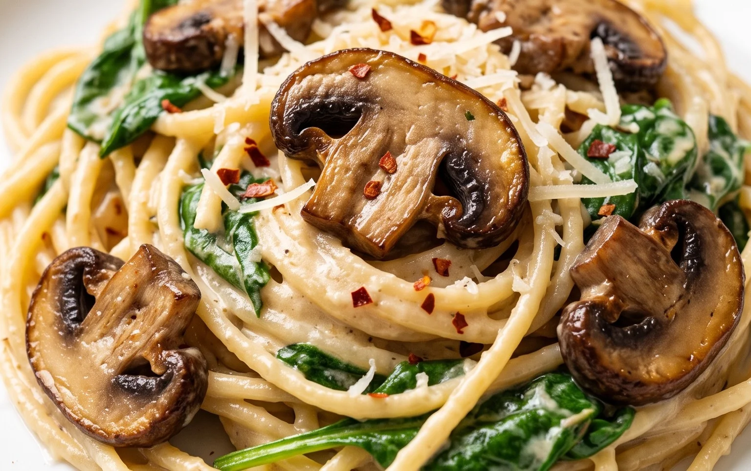 Parmesan Spinach Mushroom Pasta Skillet