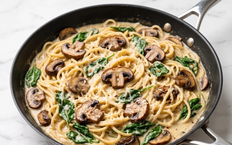 Parmesan Spinach Mushroom Pasta Skillet