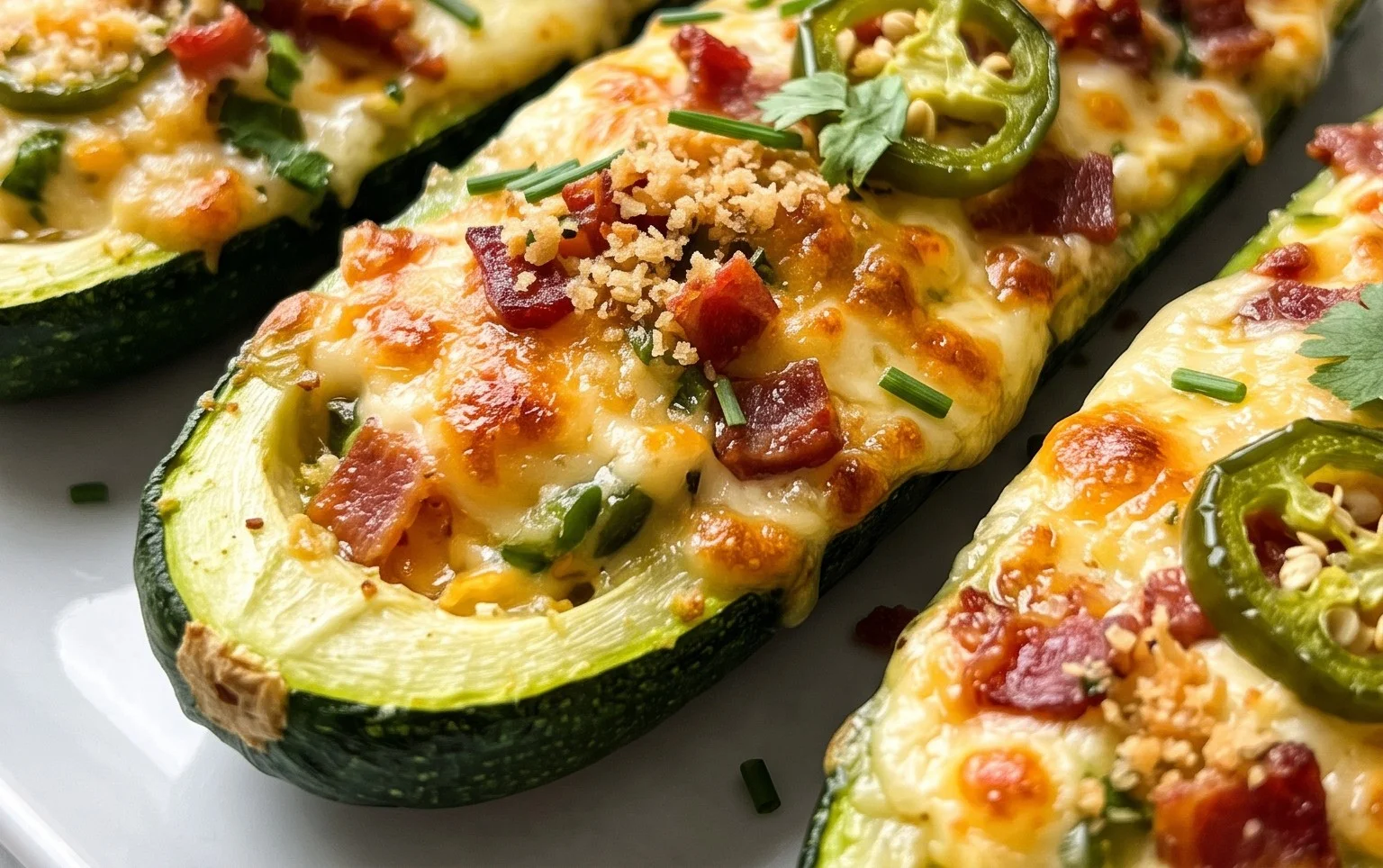 Jalapeno Popper Zucchini Boats