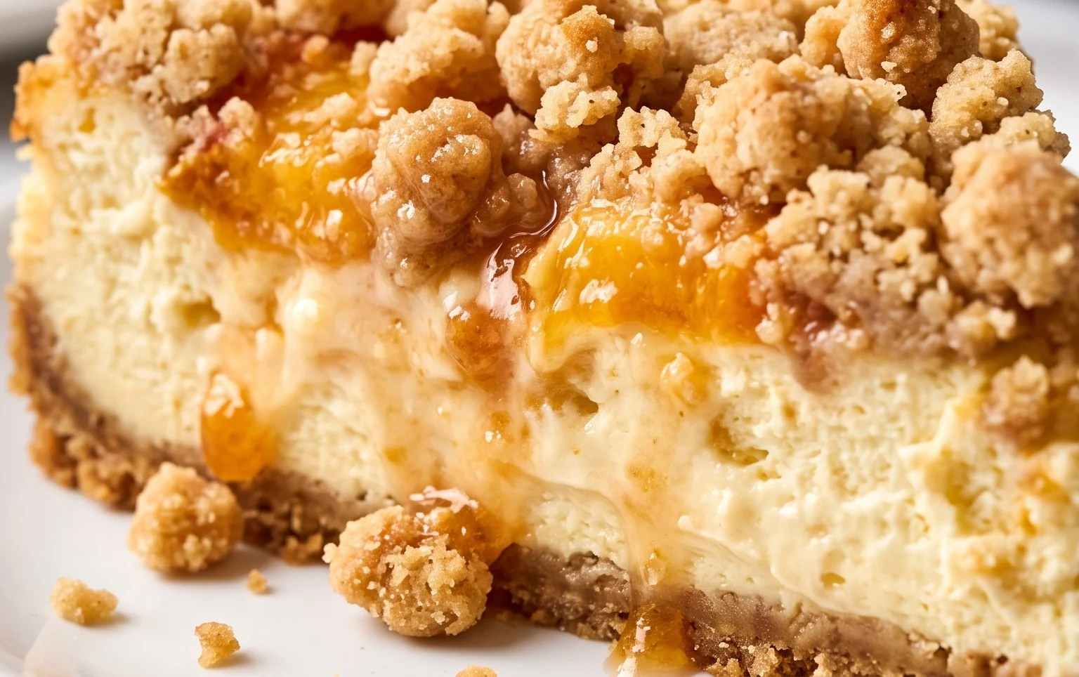 Peach Cream Cheese Cake with Streusel Topping