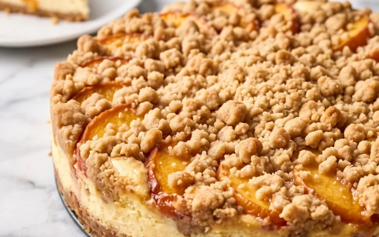 Peach Cream Cheese Cake with Streusel Topping
