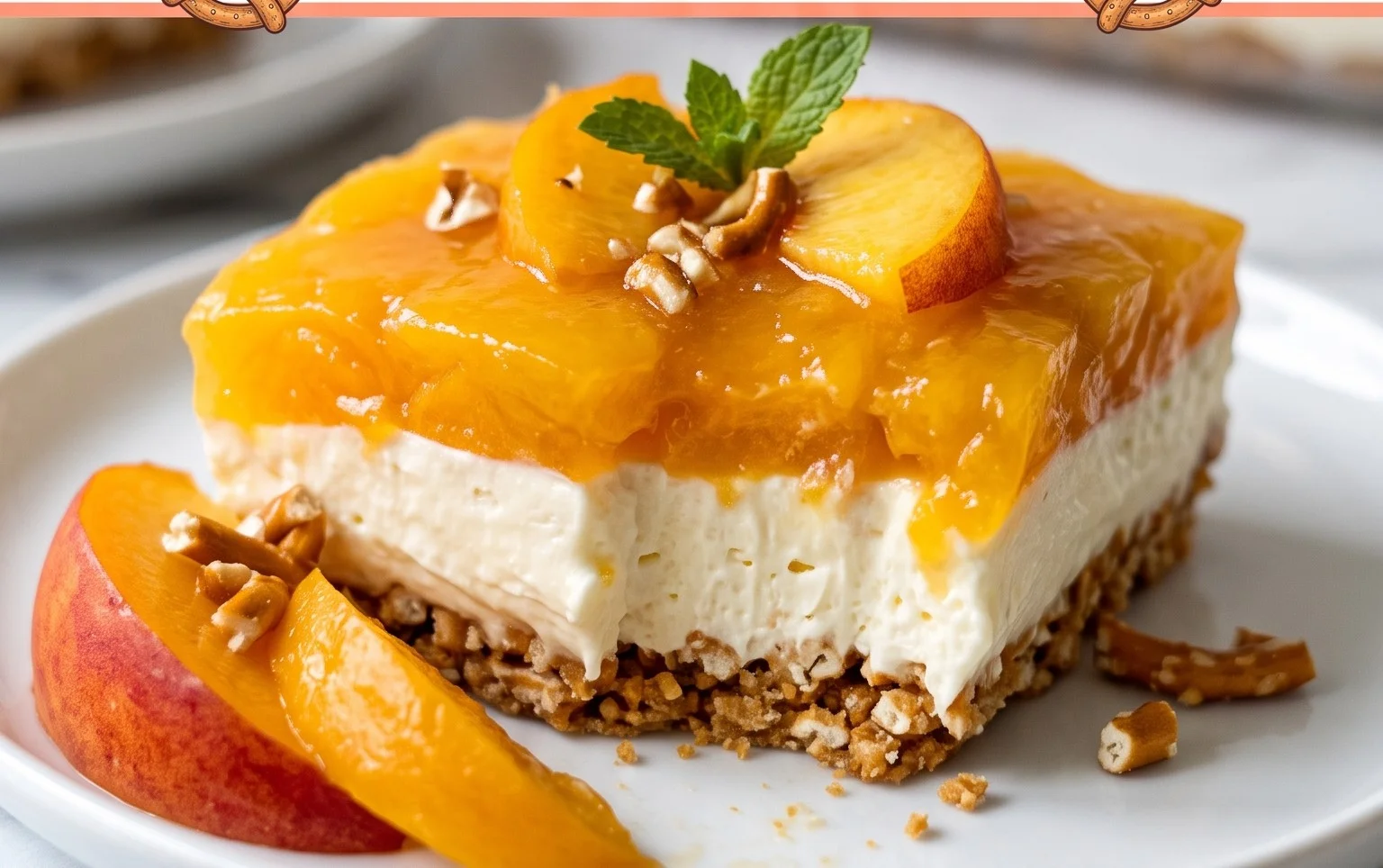 Peach Pretzel Salad Dessert