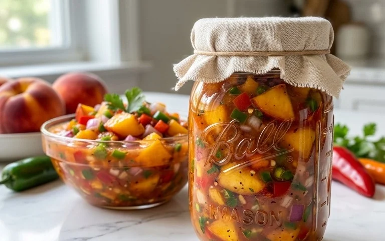 Sweet & Spicy Peach Salsa Canning Recipe