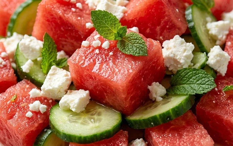 Watermelon Salad with Cucumber and Feta