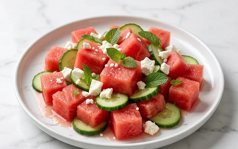 Watermelon Salad with Cucumber and Feta