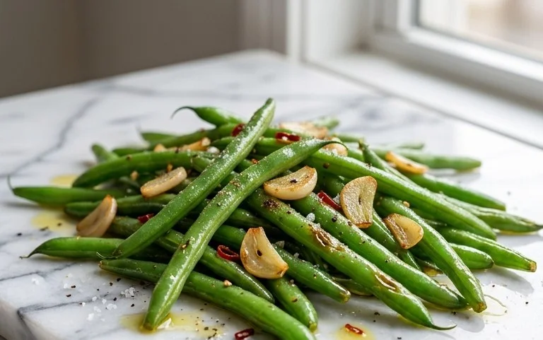 Sautéed Green Beans Recipe with Garlic